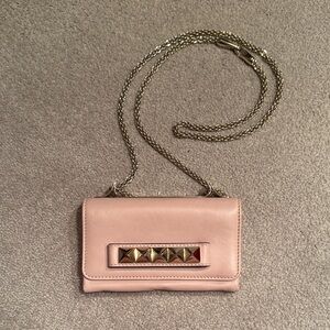 Valentino Authentic Pink Studded Chain Crossbody Bag